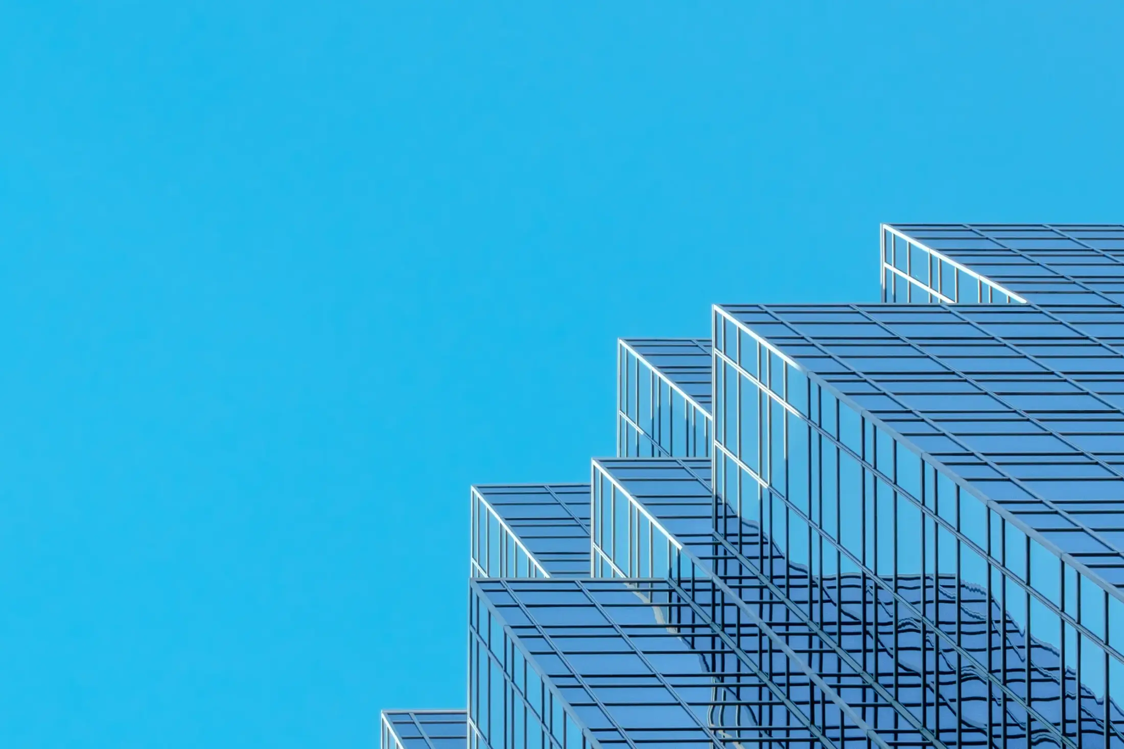 Geometric blue architecture representing a working model built around the business