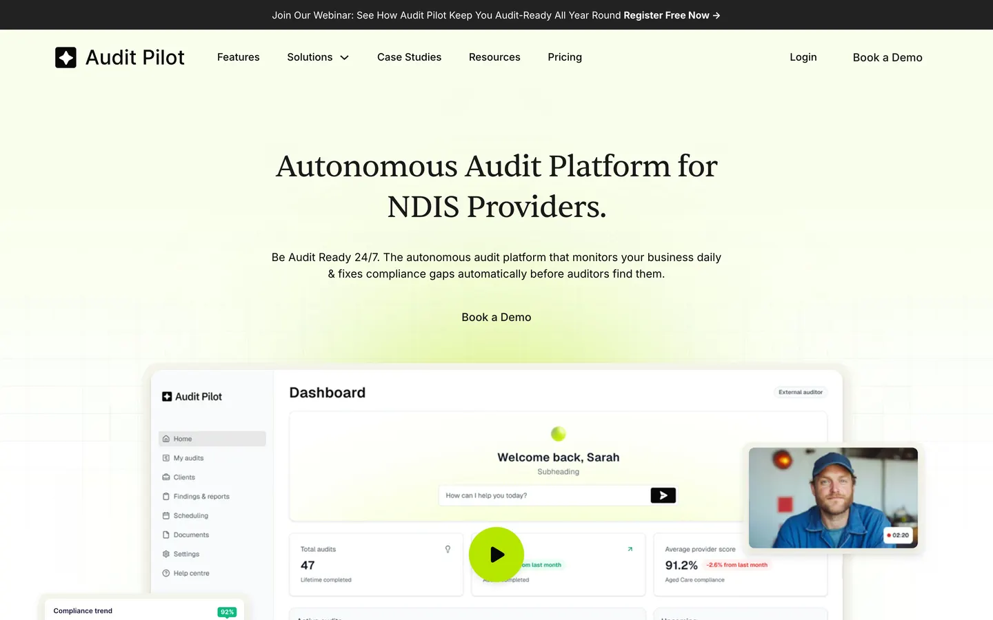 Audit Pilot website homepage on desktop, designed and built by Medical Marketing Group
