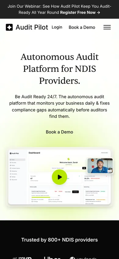 Audit Pilot website on a phone