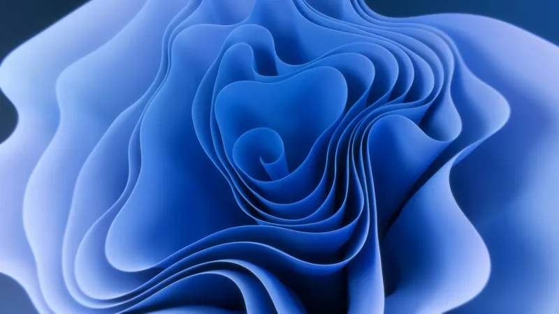 Abstract layered blue curves opening outward like folded paper