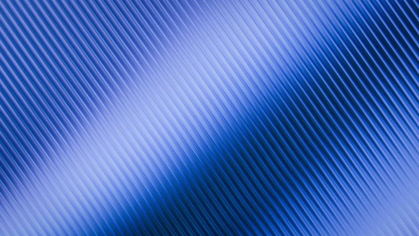 Abstract close-up of fine blue diagonal lines and shifting bands of light