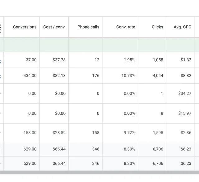 Google Ads screenshot for an NDIS provider: 346 phone calls at $66.44 per conversion