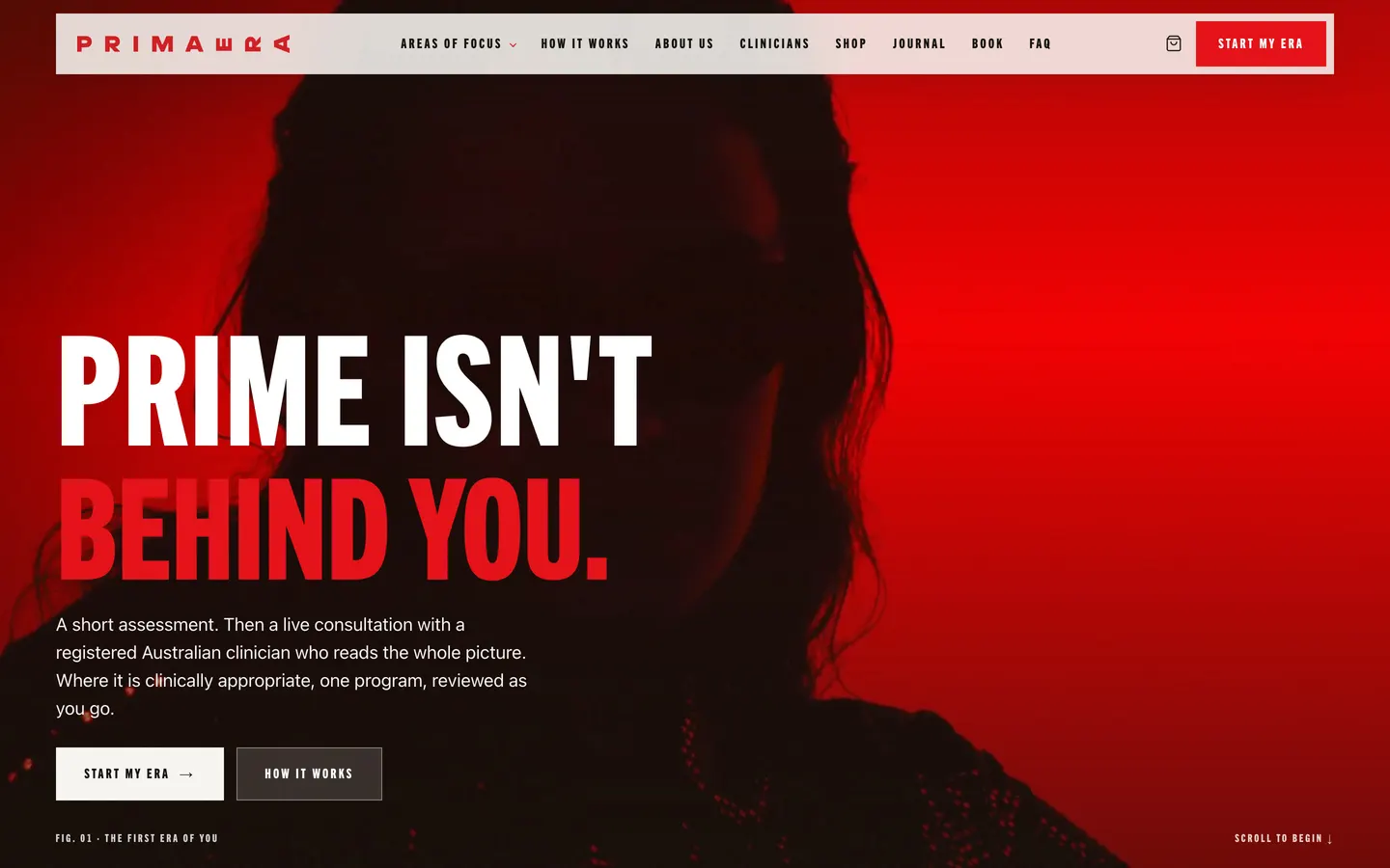 Primaera website homepage on desktop, designed and built by Medical Marketing Group