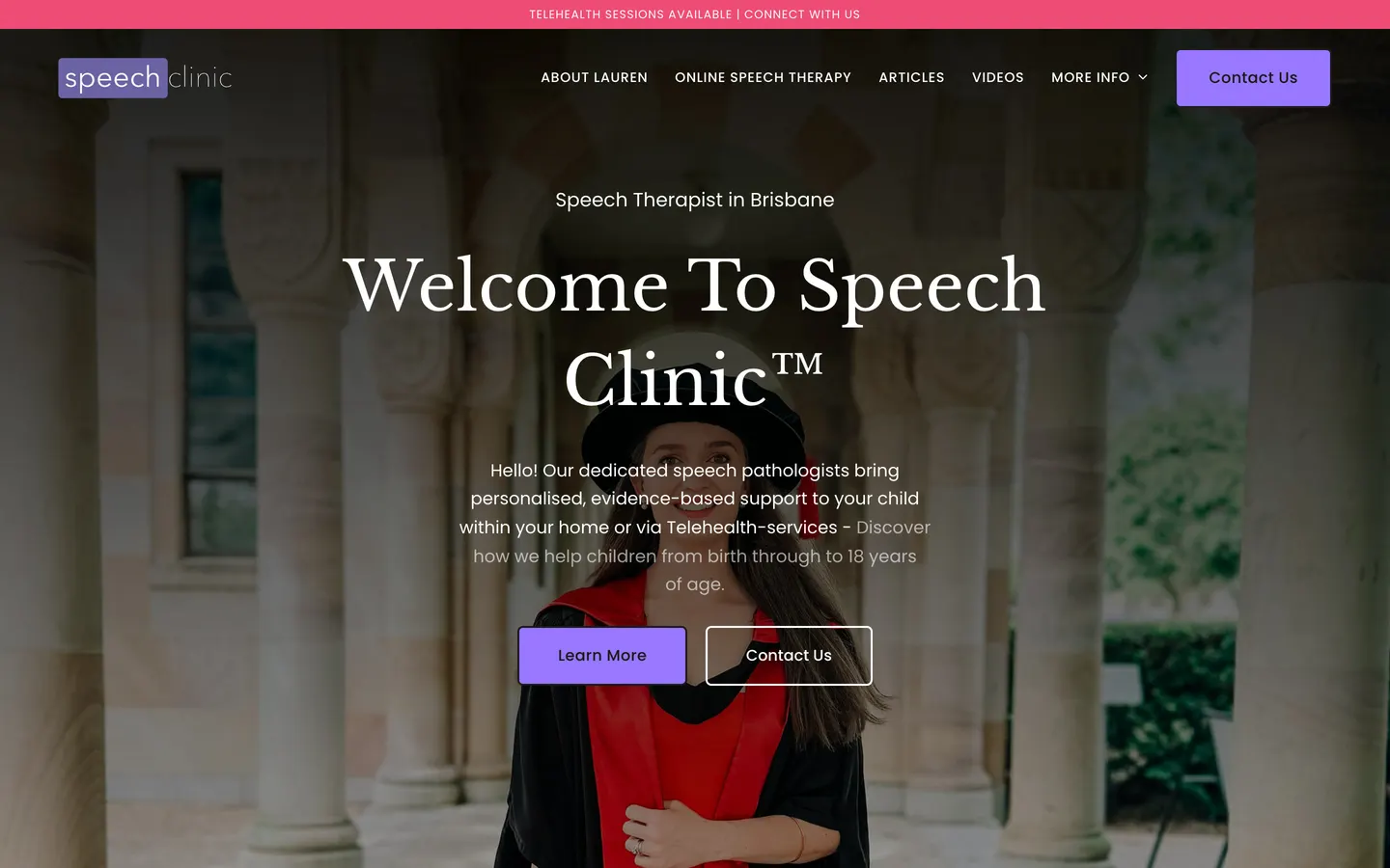 Speech Clinic website homepage on desktop, designed and built by Medical Marketing Group