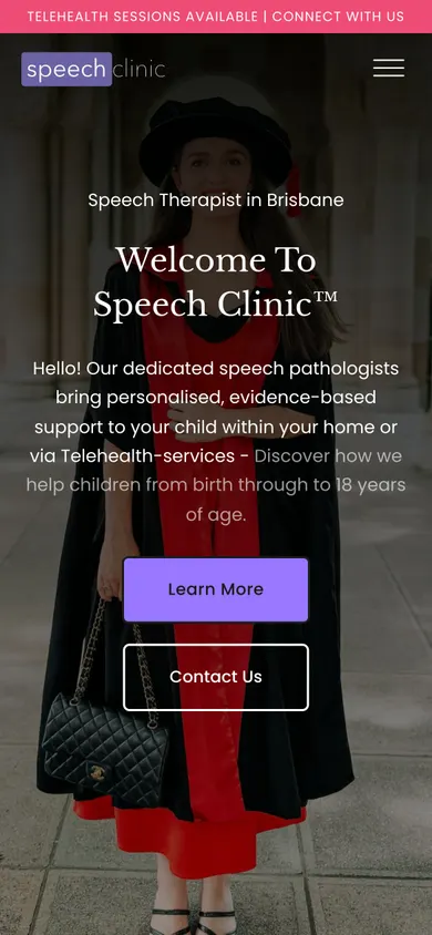 Speech Clinic website on a phone